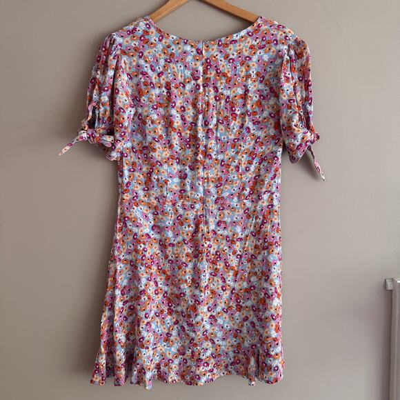 FAITHFULL THE BRAND Daphne Mini Dress Turnesol Floral Print Tie Sleeve 8 Revolve - Picture 3 of 6
